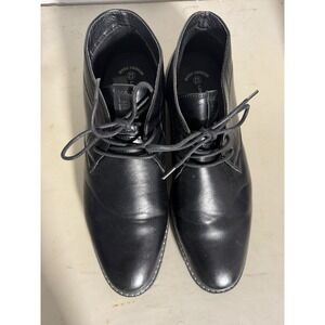 Mens London Fog Sz 12 Lace Up Black Ankle Boots